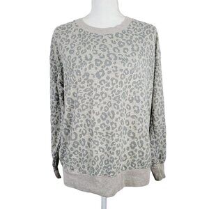 Splendid Sz Small Leopard Shirt Tan Gray Sweatshirt Look Casual Everyday Wear